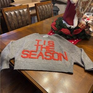 BUCKETLIST Gray and Red Crew Neck Sweater